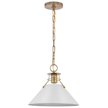 Nuvo Outpost 1-Light Medium Pendant - Matte White with Burnished Brass 60/7524